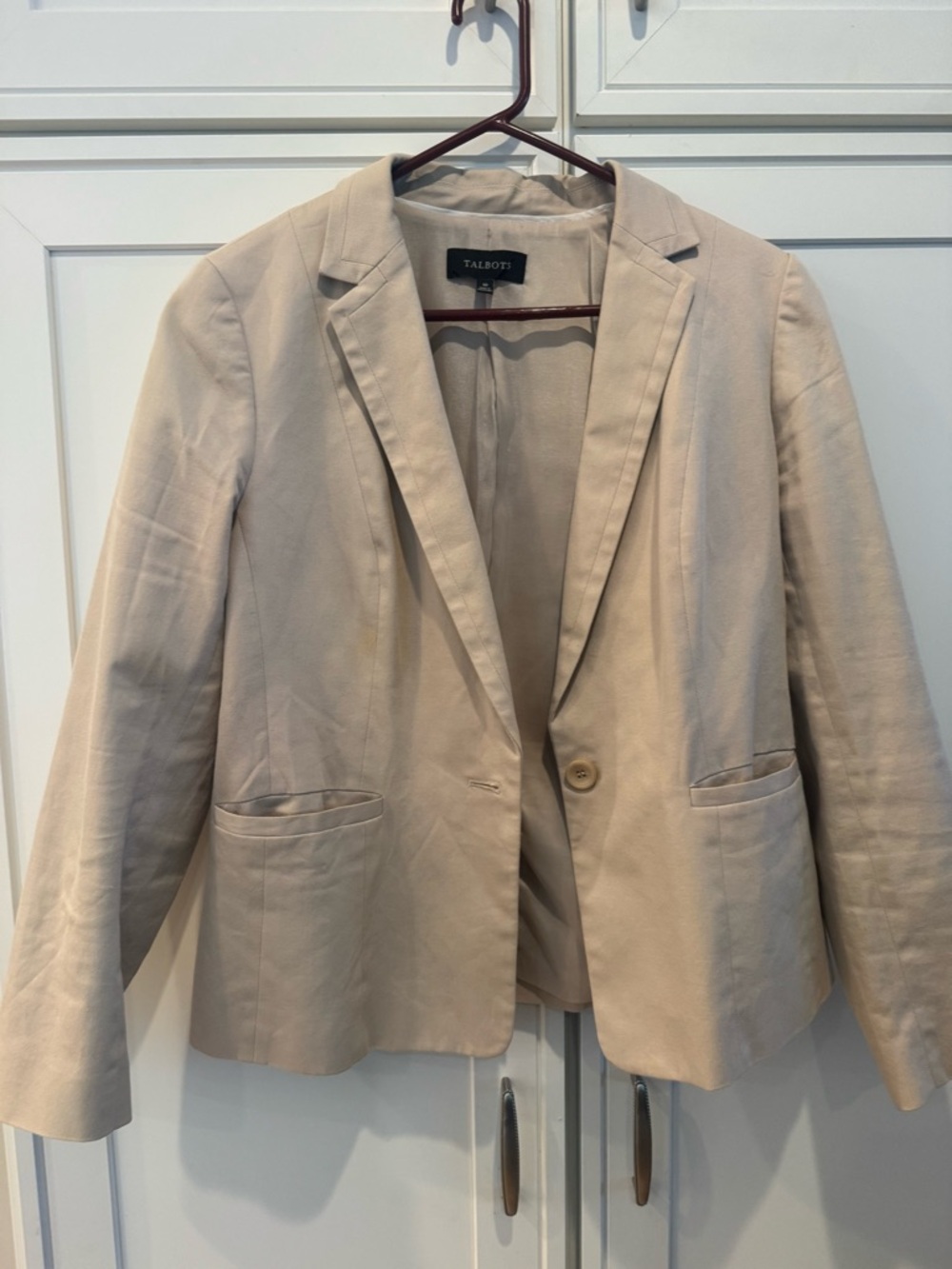 Talbots Women's single-Button Blazer size 10 light tan beige